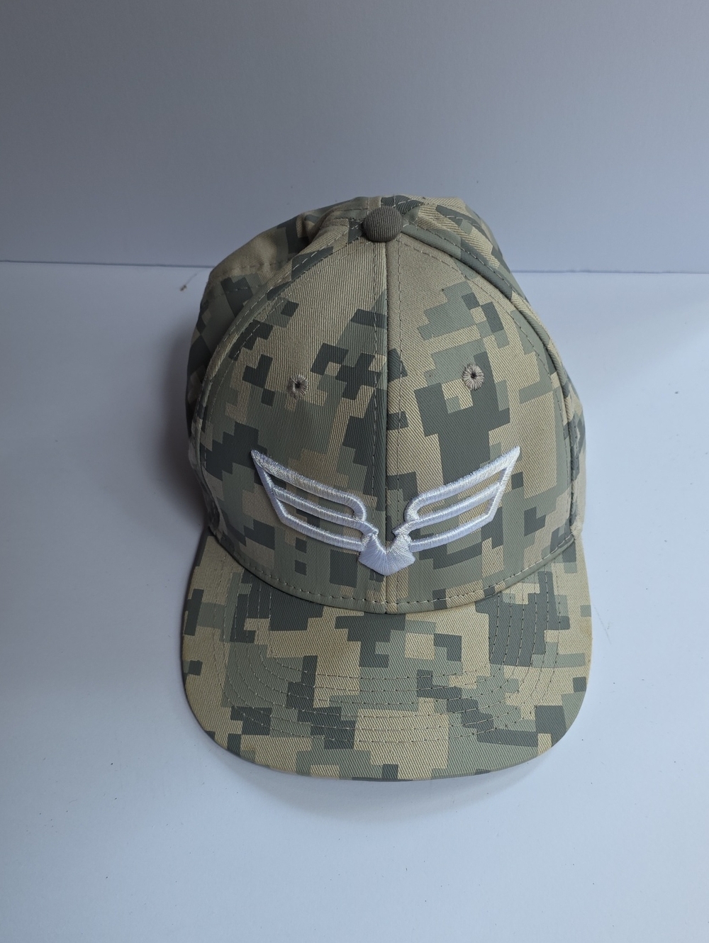 Men's Digital Camo Baseball Cap with White Wing Emblem - Green